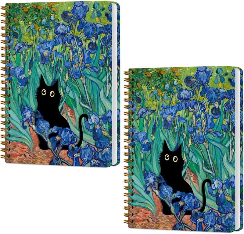 CQM 2 Packs Cat Spiral Notebook Aesthetic College Ruled Journaling Notebooks Cat Themed Gifts for Women Mom Teacher Hardcover Notebook Journals for Writing Classroom Office Supplies - Image 1